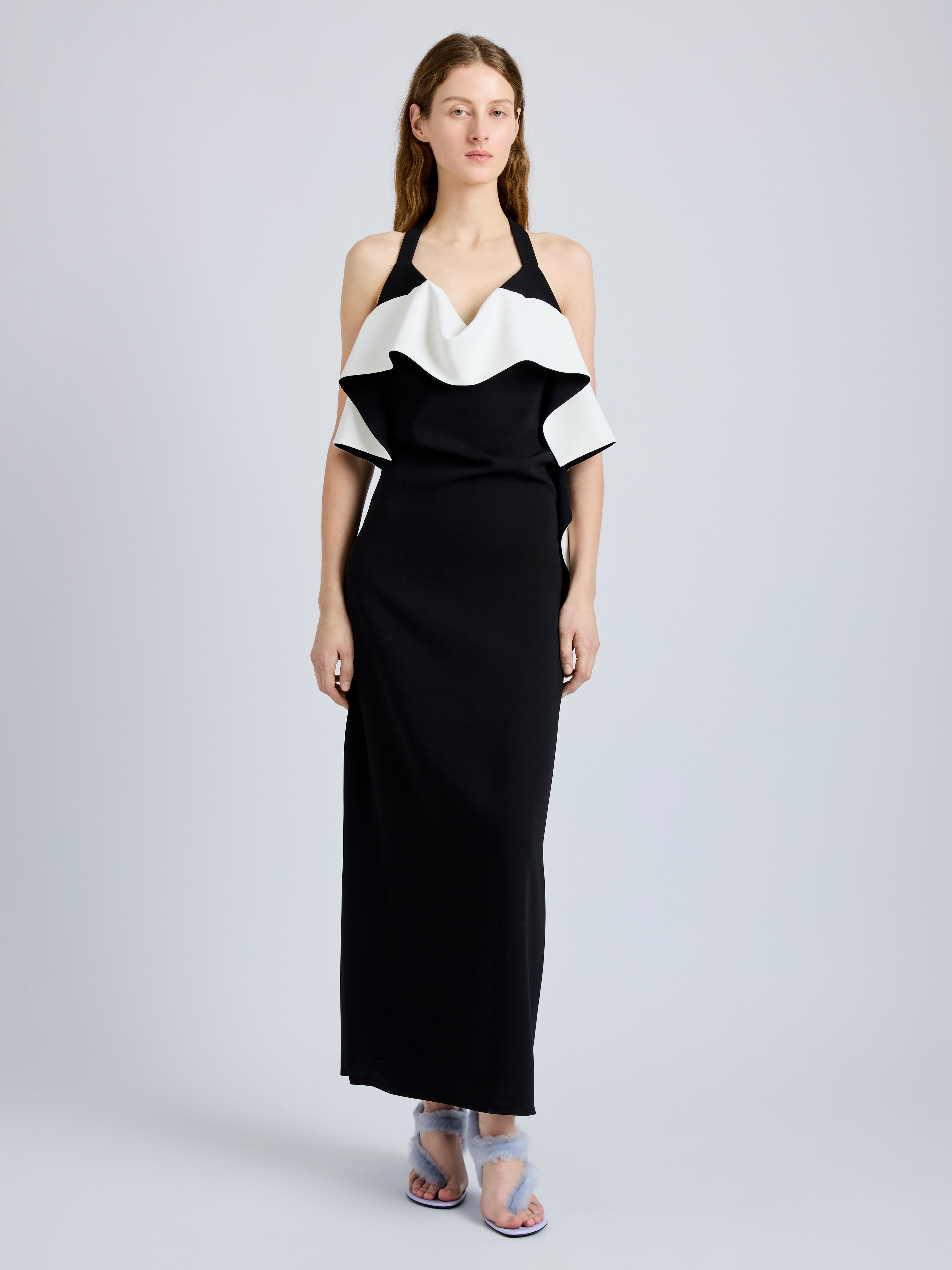 Sanna Women's Black Dress | Matte Double Crepe, Halter Neck Cocktail Dress 1