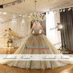 Beaded Strapless Wedding Dress Detachable Sleeves