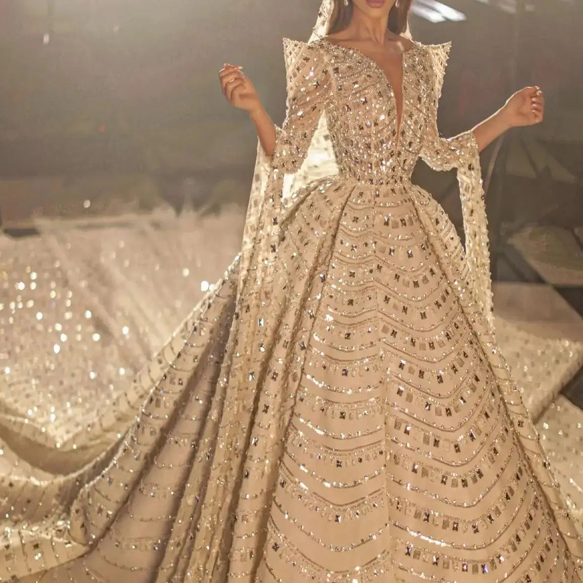 Custom Beaded Crystal Wedding Dress