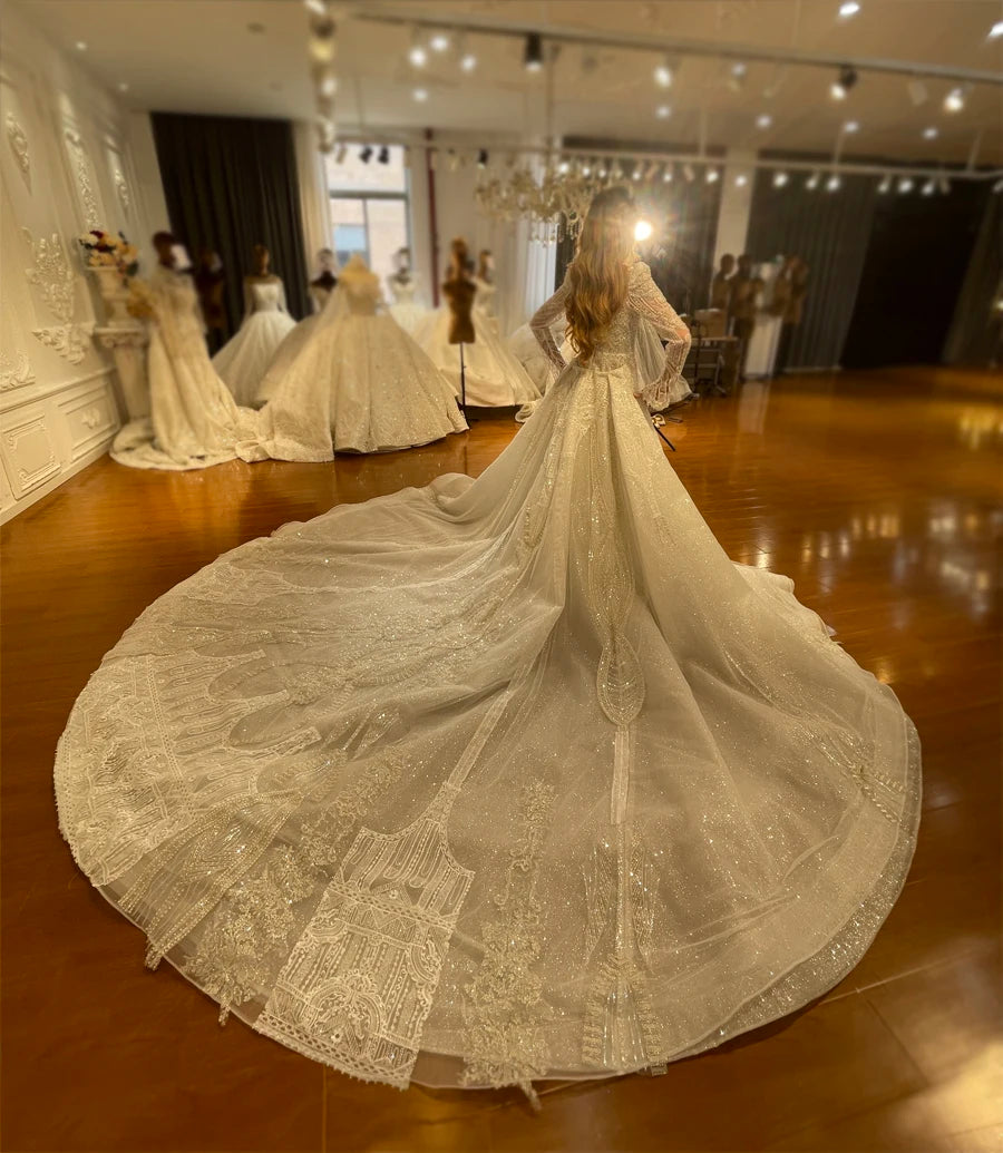 Luxury Two-in-One Lace Wedding Gown