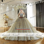 Beaded Strapless Wedding Dress Detachable Sleeves