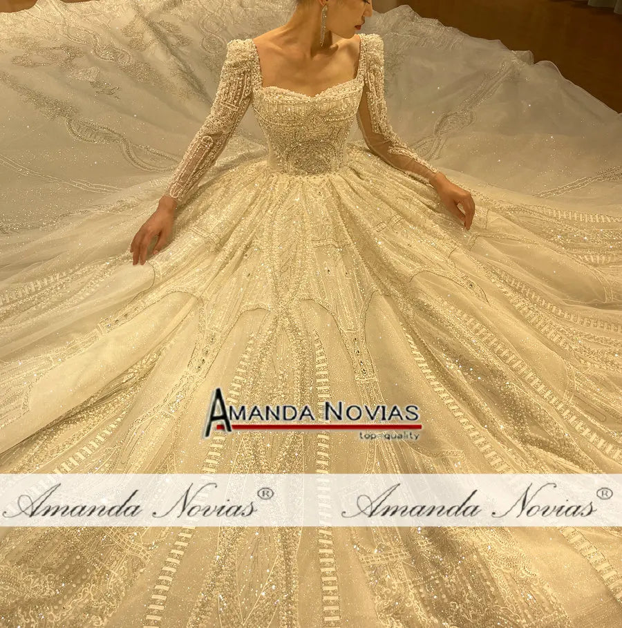 Custom Long Train Wedding Dress