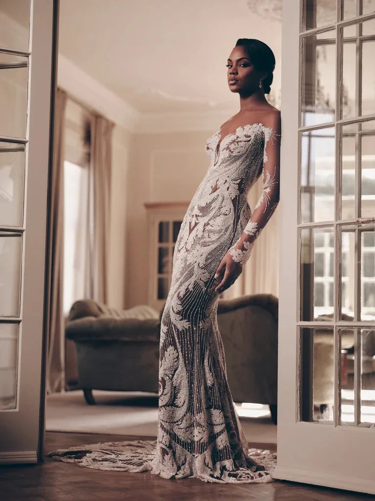 Hand-Beaded Custom Wedding Dress