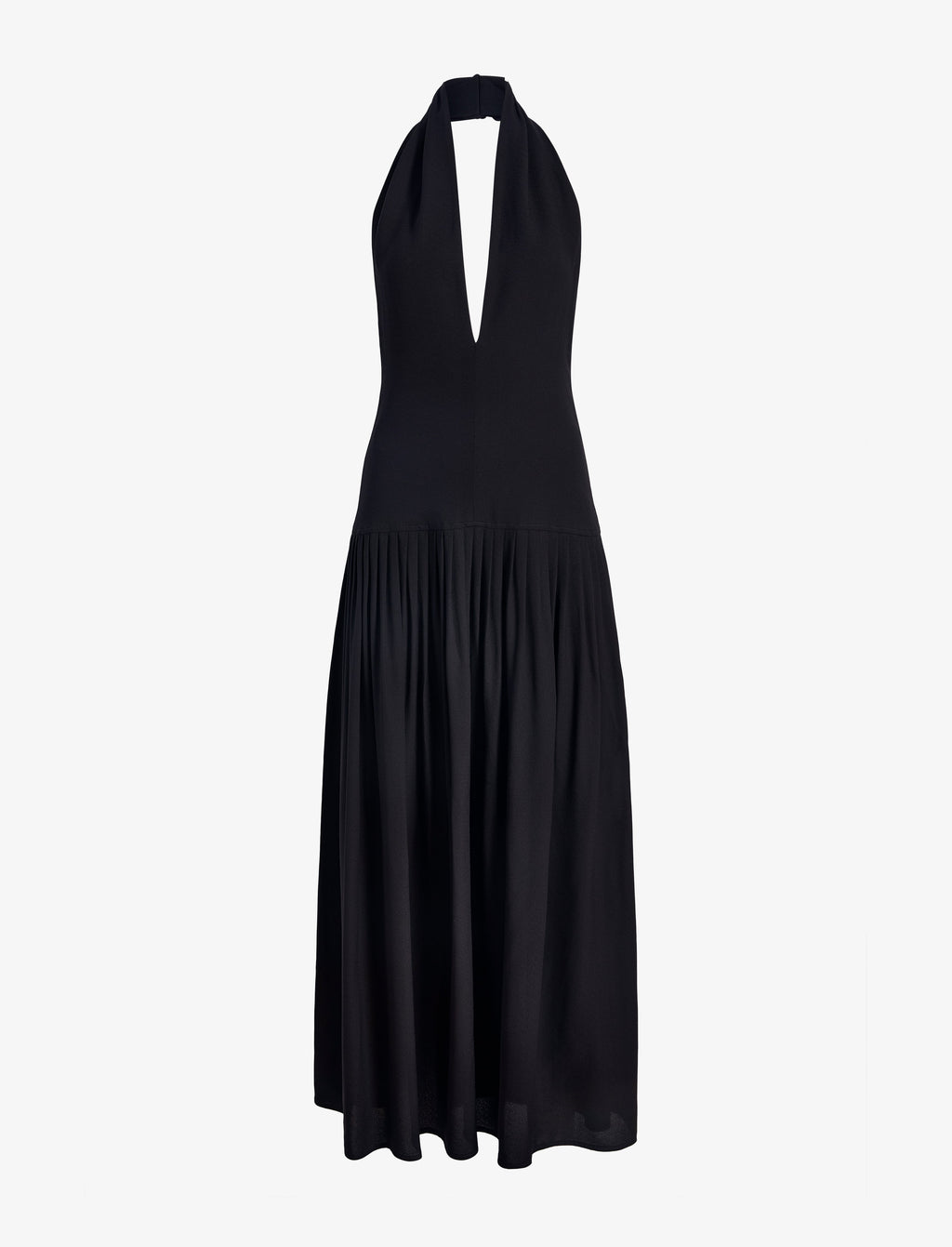 Tara Women's Maxi Dress | Viscose Georgette, Black Halter Neck Formal 0