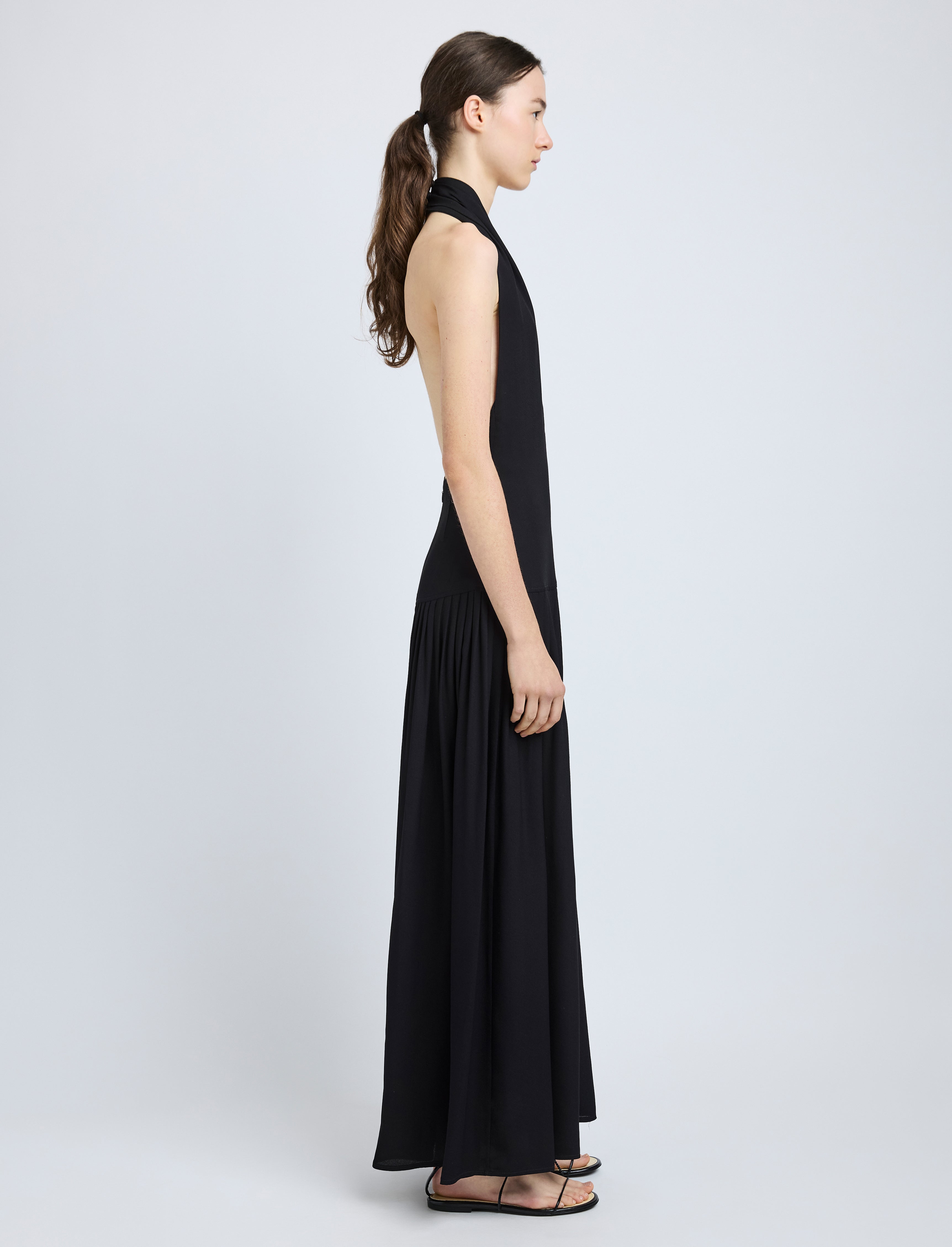 Tara Women's Maxi Dress | Viscose Georgette, Black Halter Neck Formal 2