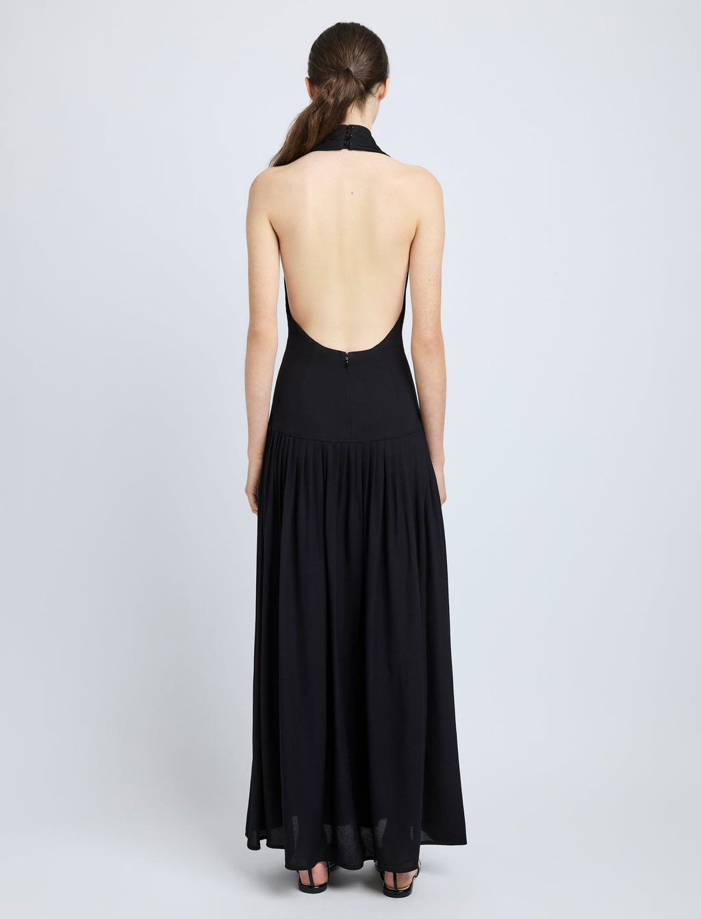 Tara Women's Maxi Dress | Viscose Georgette, Black Halter Neck Formal 3
