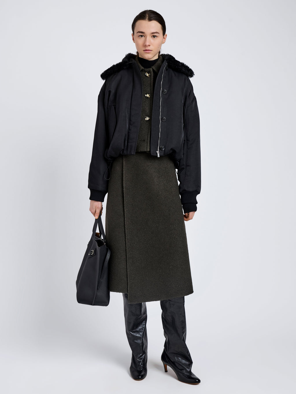 Vadra Women's Bomber Jacket | Recycled Nylon Twill with Faux Shearling 2