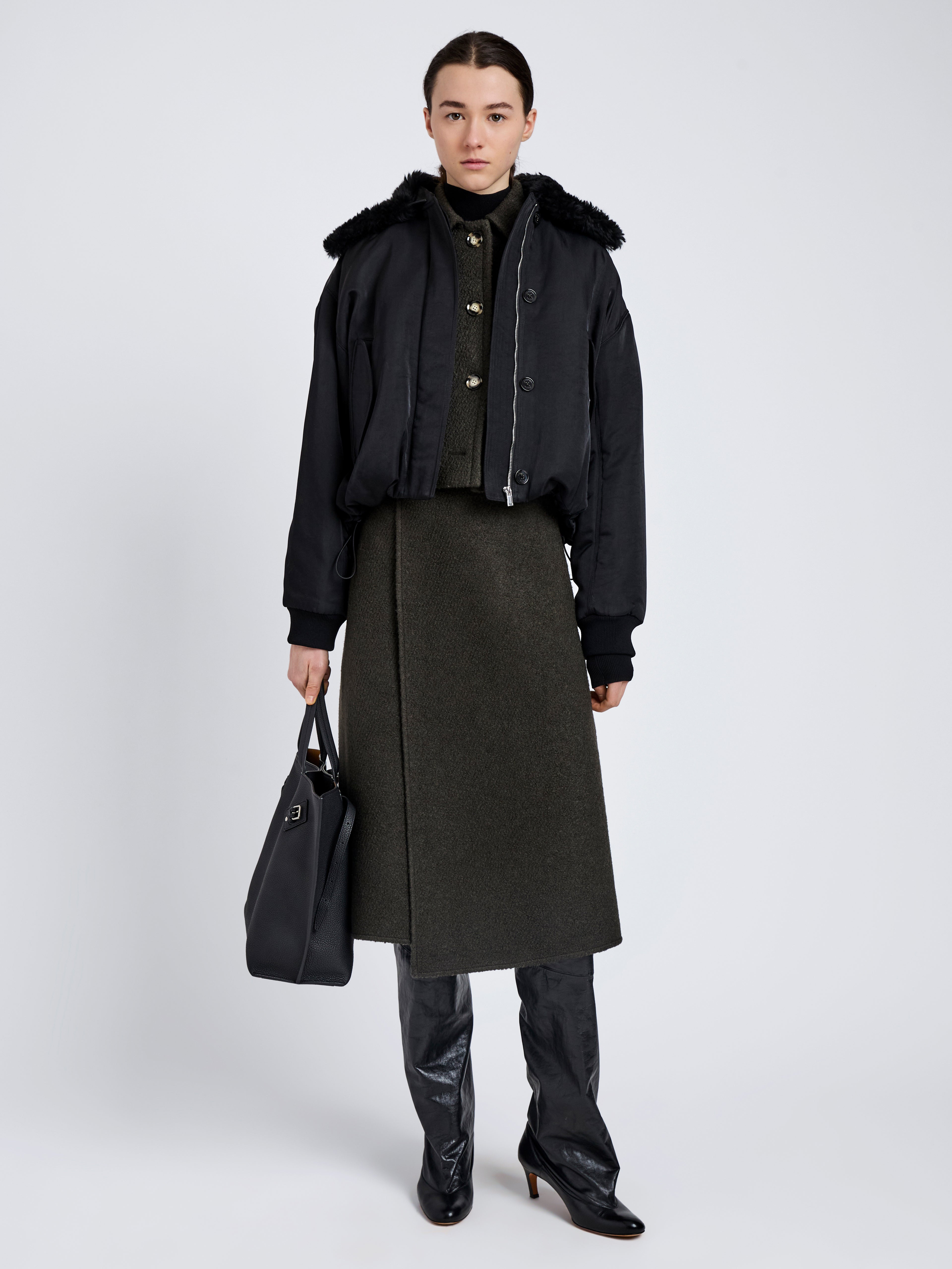 Vadra Women's Bomber Jacket | Recycled Nylon Twill with Faux Shearling 2